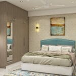 Lemari Pakaian Ayun 4 Pintu Kontemporer dari Kayu Jati Tahiti Samoa dengan Finishing Laminasi Suede