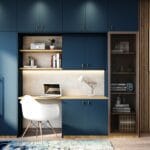 Desain Lemari Ayun Modern 2 Pintu Warna Trooper dengan Pegangan Emas