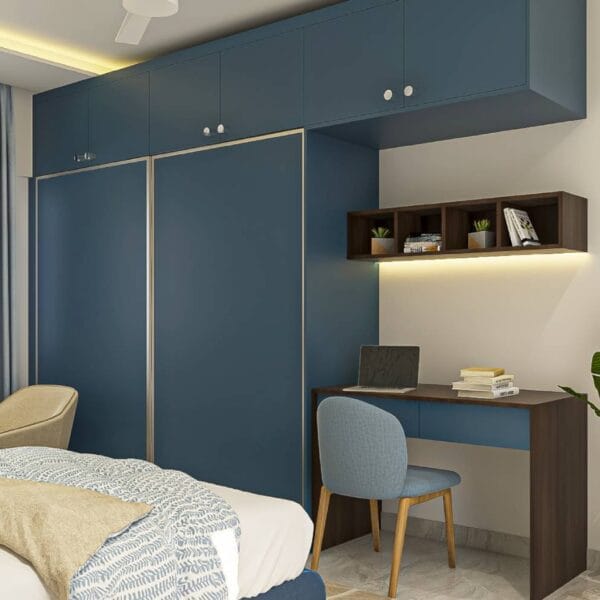 Lemari Pakaian Geser 2 Pintu Kontemporer Warna Shore dengan Finishing Laminasi Suede