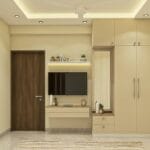 Lemari Pakaian Ayun 2 Pintu Kontemporer dengan Warna Krim Irlandia dan Lapisan Suede Laminasi