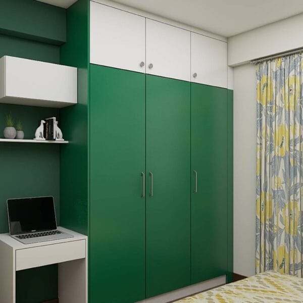Lemari Ayun 3 Pintu Kontemporer Warna Zamrud dengan Finishing Laminasi Suede