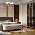 Desain Lemari Ayun 8 Pintu Kontemporer dengan Panel Kaca