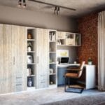 Desain Lemari Ayun 4 Pintu Kontemporer dengan Unit Belajar