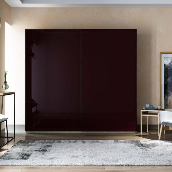 Desain Lemari Geser 2 Pintu Kontemporer dengan Finishing Gloss Tinggi