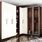 Desain Lemari Ayun Bentuk L 6 Pintu Modern Warna Putih