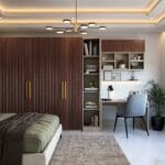 Desain Lemari Ayun 6 Pintu Kontemporer dengan Penutup Jendela Matte Finish