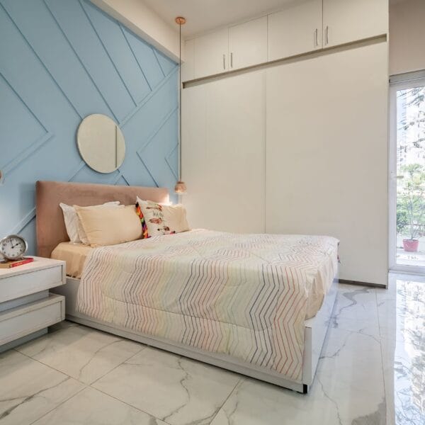 Desain Lemari Pintu Geser Putih Frosty Kontemporer