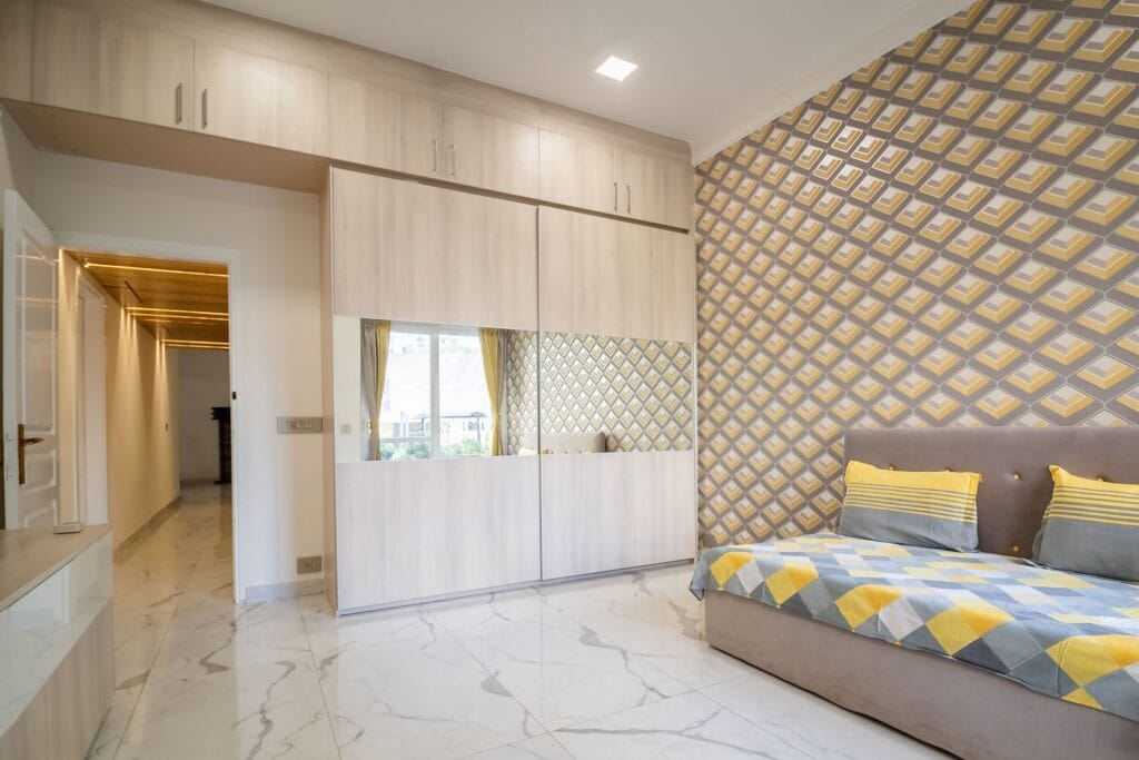 Desain Lemari Pintu Geser Akasia Kontemporer