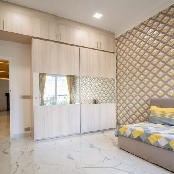 Desain Lemari Pintu Geser Akasia Kontemporer