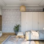 Desain Lemari Ayun 4Pintu Eklektik Modern Satin Matte Pasir