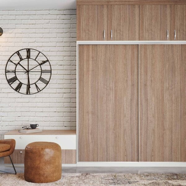 Desain Lemari Geser Industrial 2 Pintu dengan Finishing Suede Matte