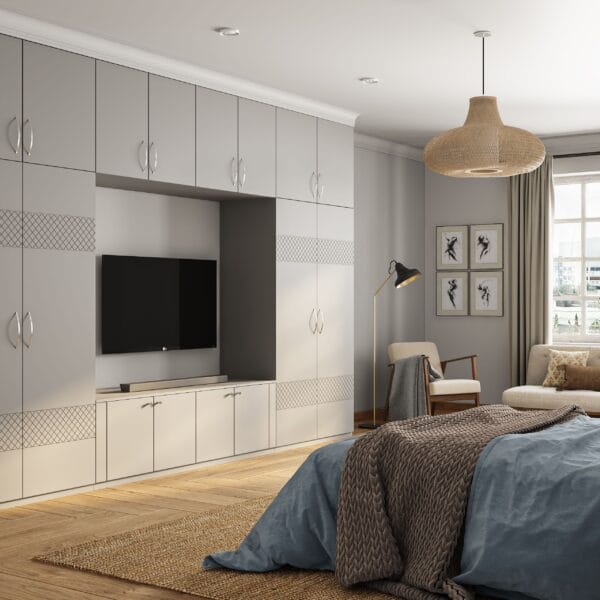 Desain Lemari Ayun Modern 4 Pintu dengan Finishing Matte Abu-abu Debu