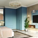 Desain Lemari Ayun 6 Pintu Kontemporer Denim Suedette