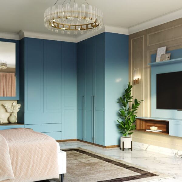 Desain Lemari Ayun 6 Pintu Kontemporer Denim Suedette