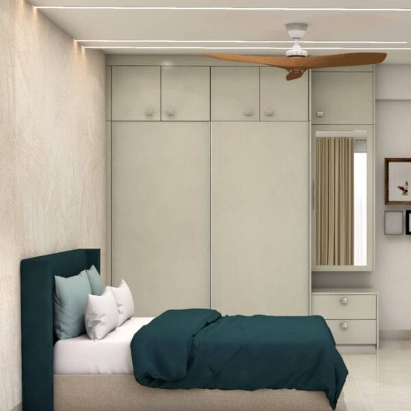 Lemari Geser 2 Pintu Kontemporer Warna Champagne