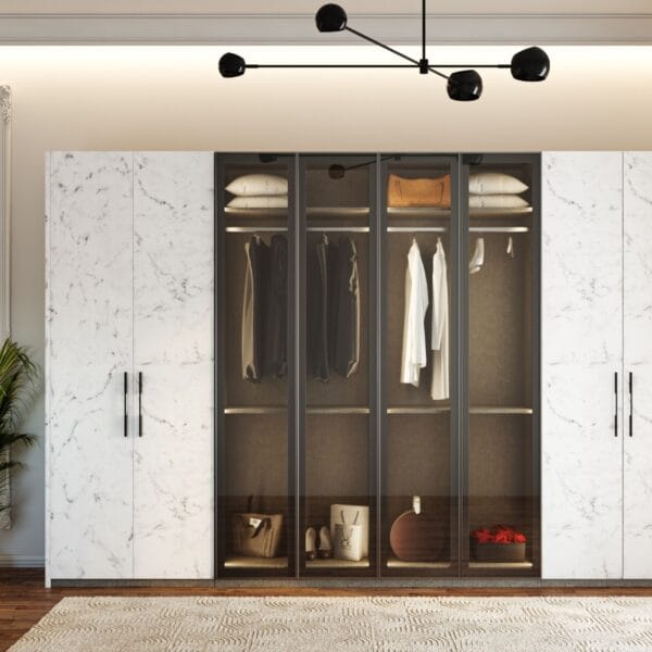 Desain Lemari Ayun Kontemporer 8 Pintu dengan Finishing Matte