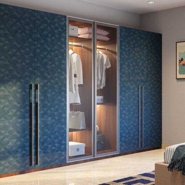 Desain Lemari Ayun Geometris Kontemporer 6 Pintu