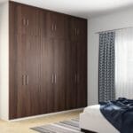 Desain Lemari Ayun 6 Pintu Modern Warna Walnut