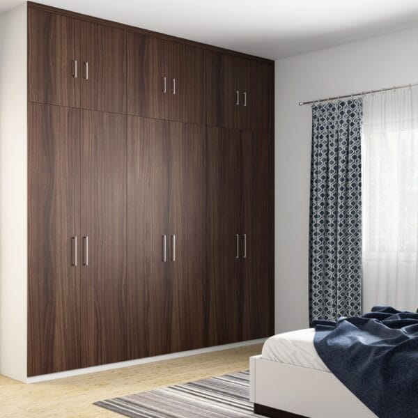 Desain Lemari Ayun 6 Pintu Modern Warna Walnut