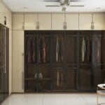 Desain Lemari Ayun Kontemporer Berkilau Tinggi dengan Loteng dan Meja Cermin
