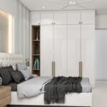 Desain Lemari Ayun 4 Pintu Modern dengan Rak Terbuka