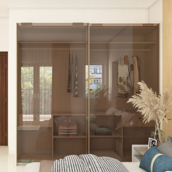 Desain Lemari Pintu Geser Kaca Modern 2 Pintu