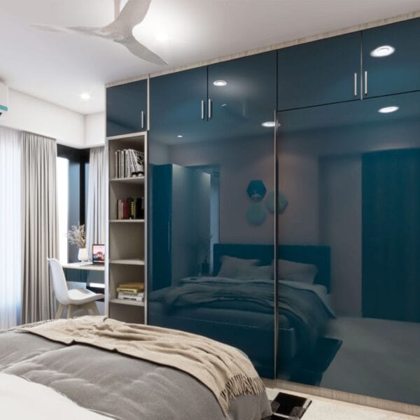 Lemari Geser Shore Blue 2 Pintu Modern