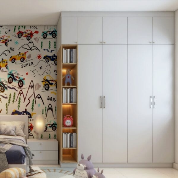 Lemari Pakaian 4 Pintu Modern Abu-abu Asap | Desain Elegan