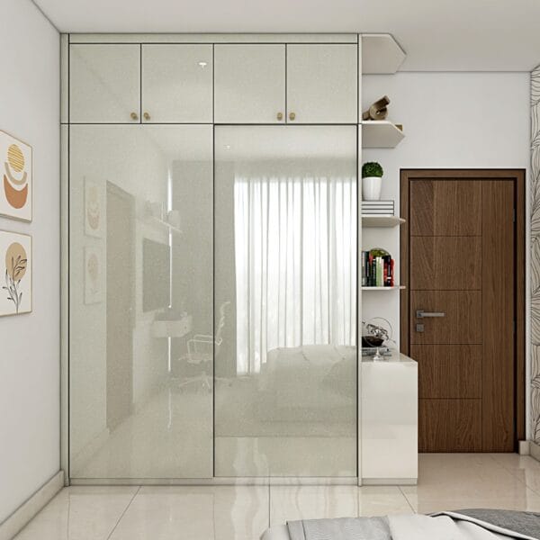 Lemari Pintu Geser Abu-abu Muda Modern 2 Pintu