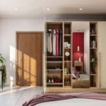 Lemari Pakaian Ayun 3 Pintu Modern Kayu & Champagne