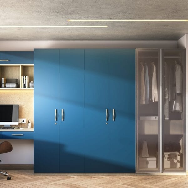 Desain Lemari Ayun 6 Pintu Biru Modern