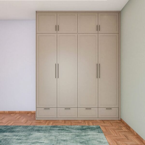 Desain Lemari Ayun 4 Pintu Modern Warna Beige Muda