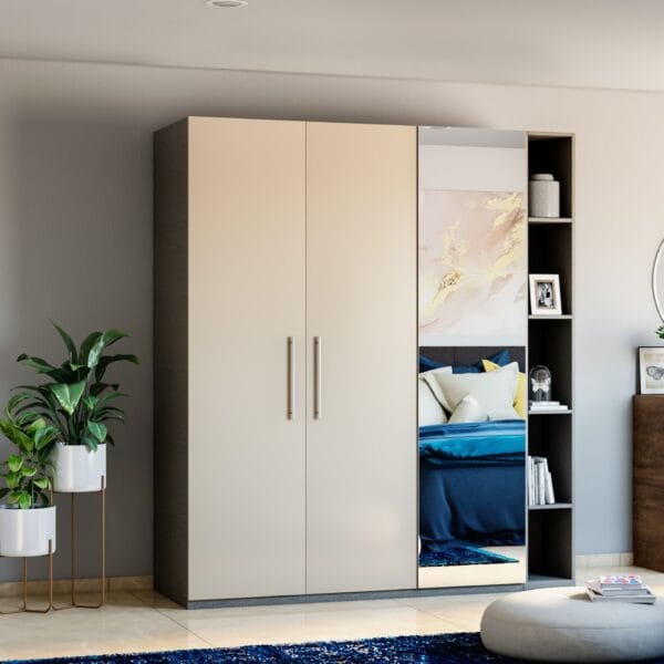 Desain Lemari Ayun 3 Pintu Berwarna Champagne Modern