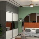 Lemari Geser 2 Pintu Modern Putih Frosty & Abu-abu Merpati