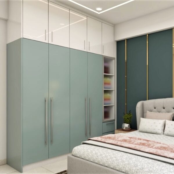 Lemari Ayun 4 Pintu Modern Biru Abu-abu & Putih: Desain Impian Anda
