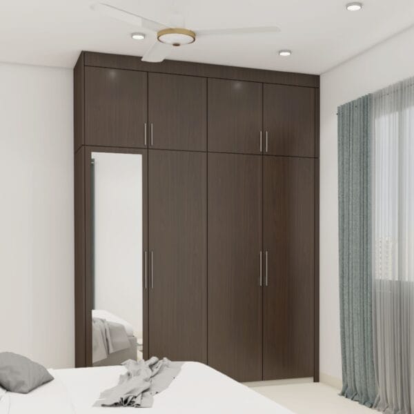 Lemari Ayun 4 Pintu Modern Tawny Balsam dengan Cermin - Custom
