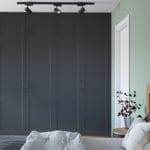 Desain Lemari Ayun 4 Pintu Modern Abu-abu Gotik