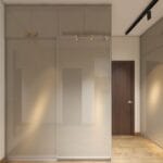 Desain Lemari Pakaian Geser 2 Pintu Warna Krem Irlandia Kontemporer