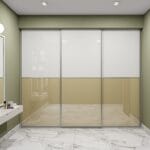 Desain Lemari Geser Modern Warna Putih Frosty dan Beige
