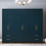 Desain Lemari Ayun Klasik 6 Pintu Warna Biru Aqua