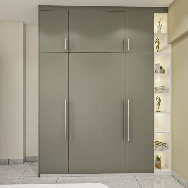 Desain Lemari Ayun 4 Pintu Modern Abu-abu Dove & Putih