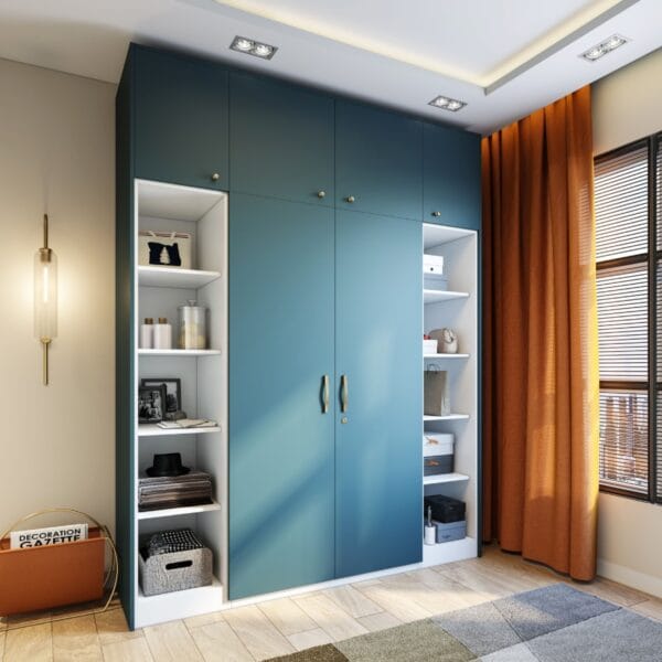 Lemari Ayun 2 Pintu Modern Shore Blue + Rak Terbuka