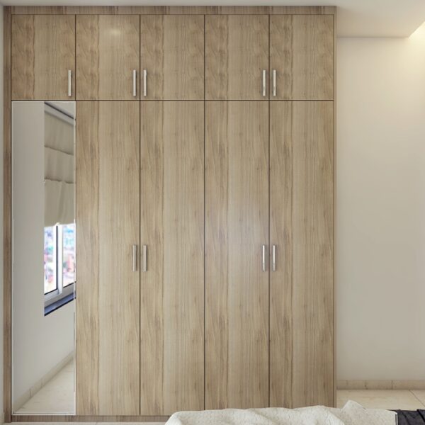 Lemari Ayun Kayu Modern 4 Pintu dengan Cermin - Desain Elegan
