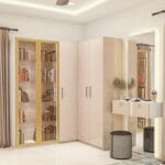 Desain Lemari Pakaian Ayun Modern 5 Pintu L Champagne Kaca