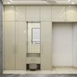 Lemari Pakaian 3 Pintu Champagne Modern dengan Cermin