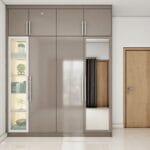 Lemari Ayun 4 Pintu Abu-abu Modern Dengan Cermin